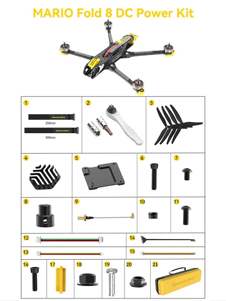 SpeedyBee Mario Fold 8 DC 8 Inch FPV Drone -  Long Range F722 V3 FC 50A 4in1 ESC 2807 Brushless Motor O3 Air Unit