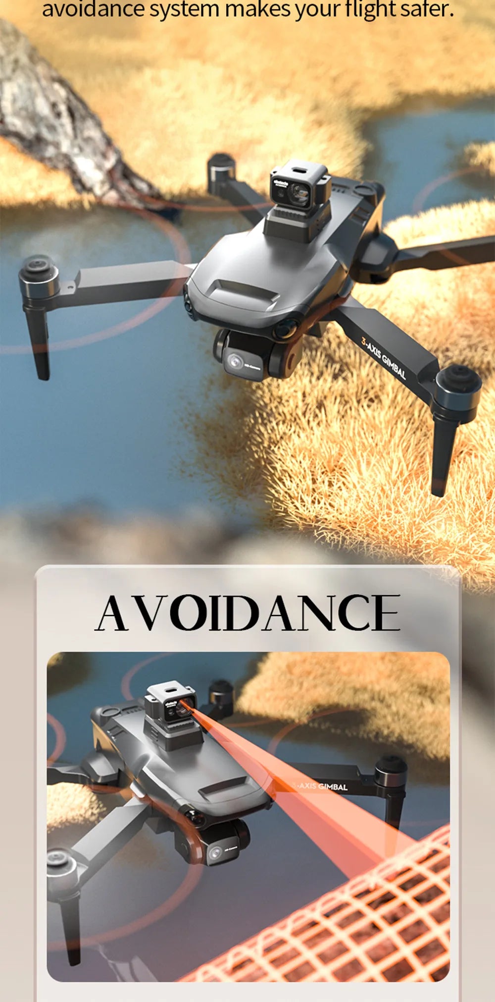 X38 PRO Drone, avoidance system makes your flight sater. uns GIMBAL Ase