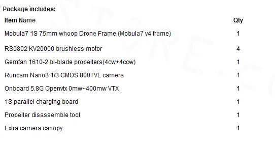 Happymodel Mobula7 BWhoop Drone, Package includes: Mobula7 18 75mm whoop Drone Frame (Mo