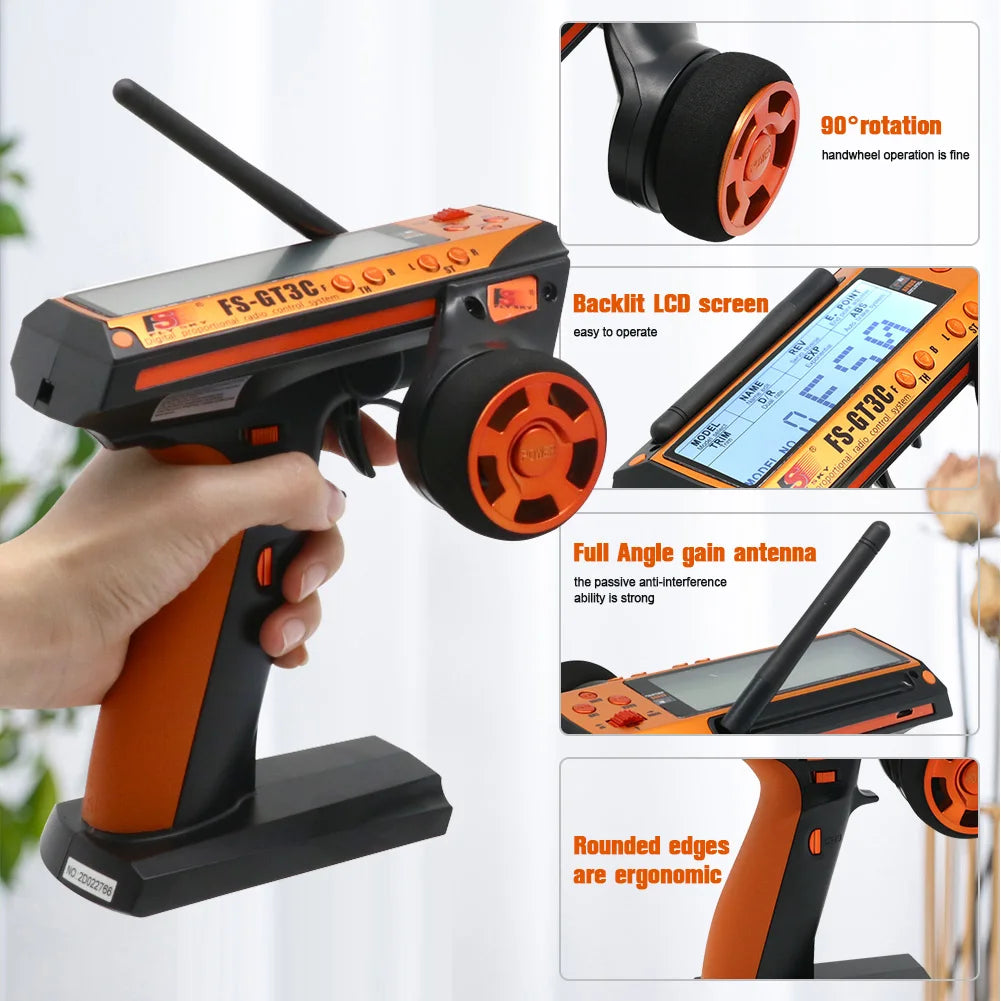 Flysky FS-GT3C Transmitter, 90* rotation handwheel operation is fine Backlit LCD screen easy to operate 00 6