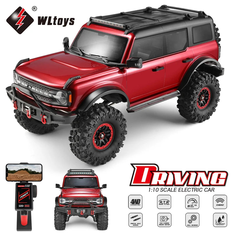 WLtoys 104020 Rc Car 1/10 4x4 Off-Road Crawler, 2.4G 4WD, 7.4V 3000mAh, 11KM/H, 45Min Runtime, Portal Axles, Electric Winch RTR