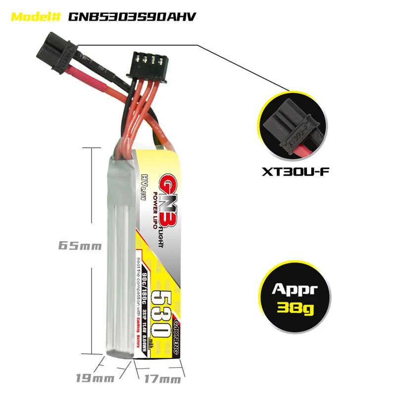 Gaoneng Lithium Battery, 530mAh, for Airplanes and Remote Control Toys.