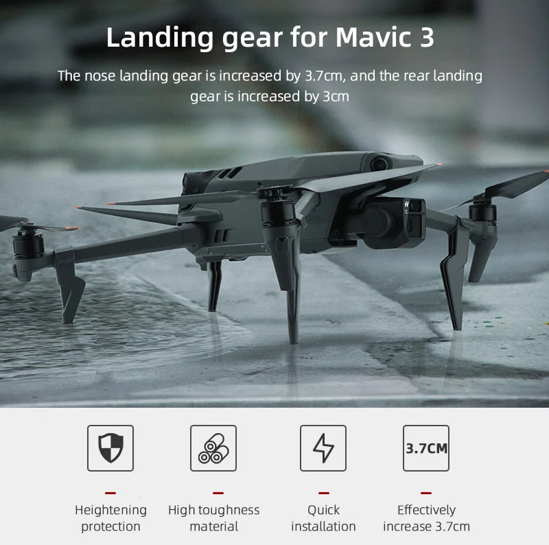 Landing Gear for DJI Mavic 3/3 Classic Drone, Landing gear for Mavic 3 is increased by 3.7cm, and the rear landing