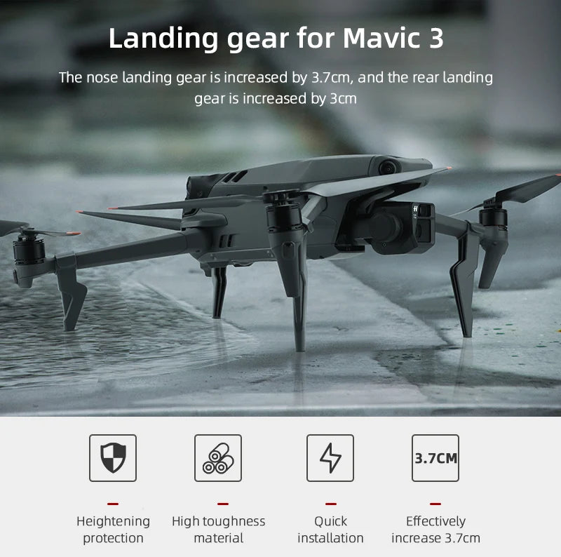 Landing Gear for DJI Mavic 3/3 Classic Drone - Height Extender Support Leg Gimbal Camera Protector Leg Mavic 3 Accessories 34 Landing Gear for DJI Mavic 3/3 Classic Drone, Landing gear for Mavic 3 is increased by 3.7cm, and the rear landing