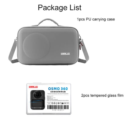 STARTRC Camera Shoulder Bag, PU carrying case, 2 tempered glass films for OSMO 360 camera protection.