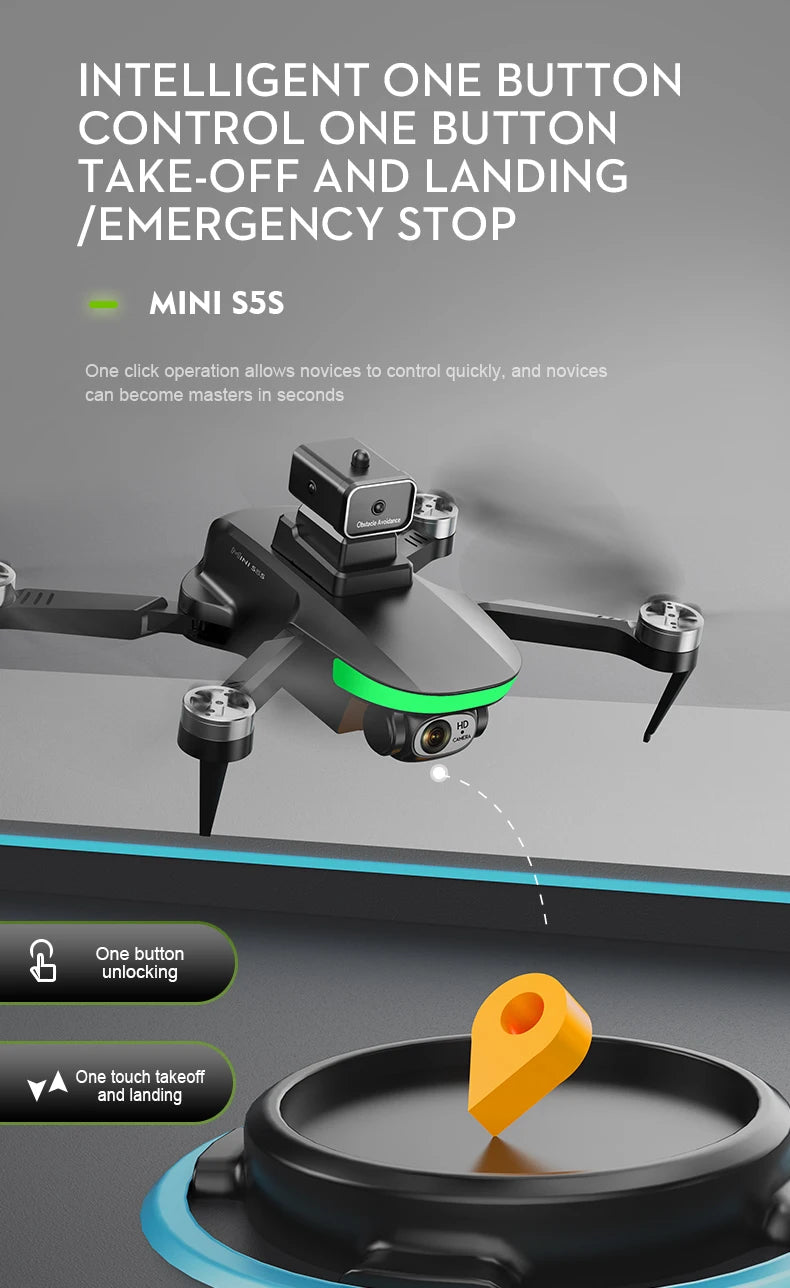 S5S Drone, intelligent one button control allows novices t0 control quickly; and