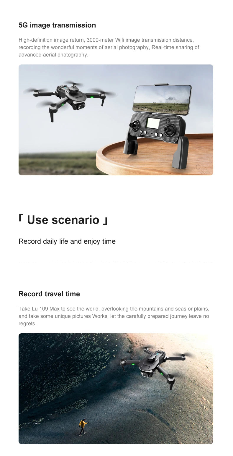 LU20 Drone - 8K Profesional GPS ESC With Dual Camera 360 Obstacle Avoidance Foldable 4K Quadcopters Toy Gift 32 LU20 Drone, 5g image transmission high-definition image return, 3000-