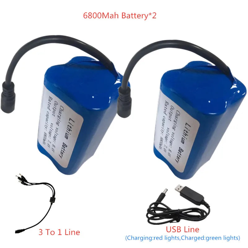 7.4V 13600Mah 6800Mah Battery, battery for t188 h18 C18 Bait Boat Battery Style7 :