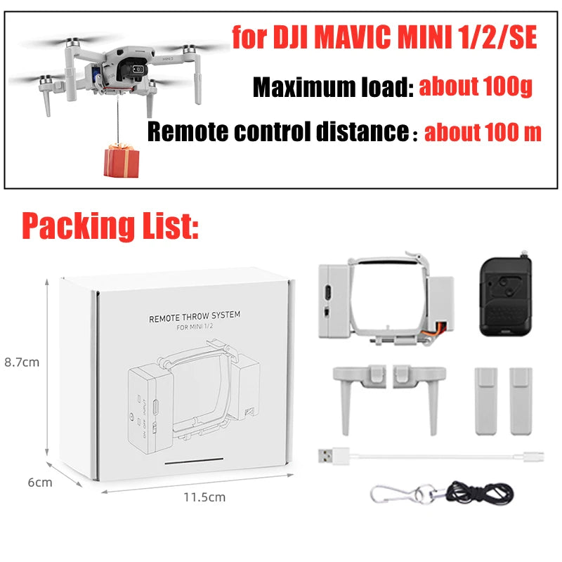 Drone Airdrop for DJI Mavic Mini 2/Mini 1/SE/MINI 3 PRO Air Drop System Thrower Fishing Bait Wedding Ring Gift Throw Deliver 19 DJI MAVIC MINI 1/2/SE Maximum load: about 1OOg Remote control distance