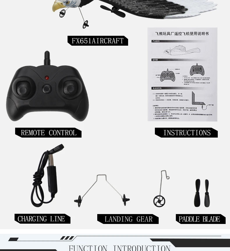 FX651 Simulation Wingspan Eagle Aircraft - 405mm 2.4G Radio Control Remote Control Glider Airplanem RC Foam Plane Toys for Children Boys 31 FX651 Simulation Wingspan Eagle Aircraft, tmmllC18127tlieaisaA # FX6Sl