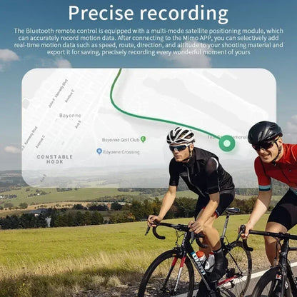 STARTRC GPS Bluetooth Wireless Remote Controller, GPS module with multi-mode satellite positioning, BLE 5.0, and Mimo APP integration for real-time speed, route, and altitude tracking; compatible with DJI Action 5 Pro/4, includes straps. (24 words)