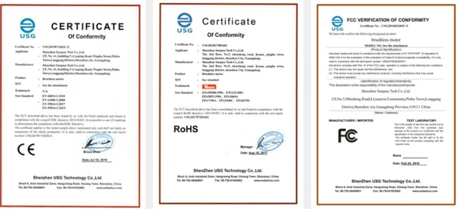 JX Servo, Certificate TcC Vlrification Of conForvity 0f Conformity 01