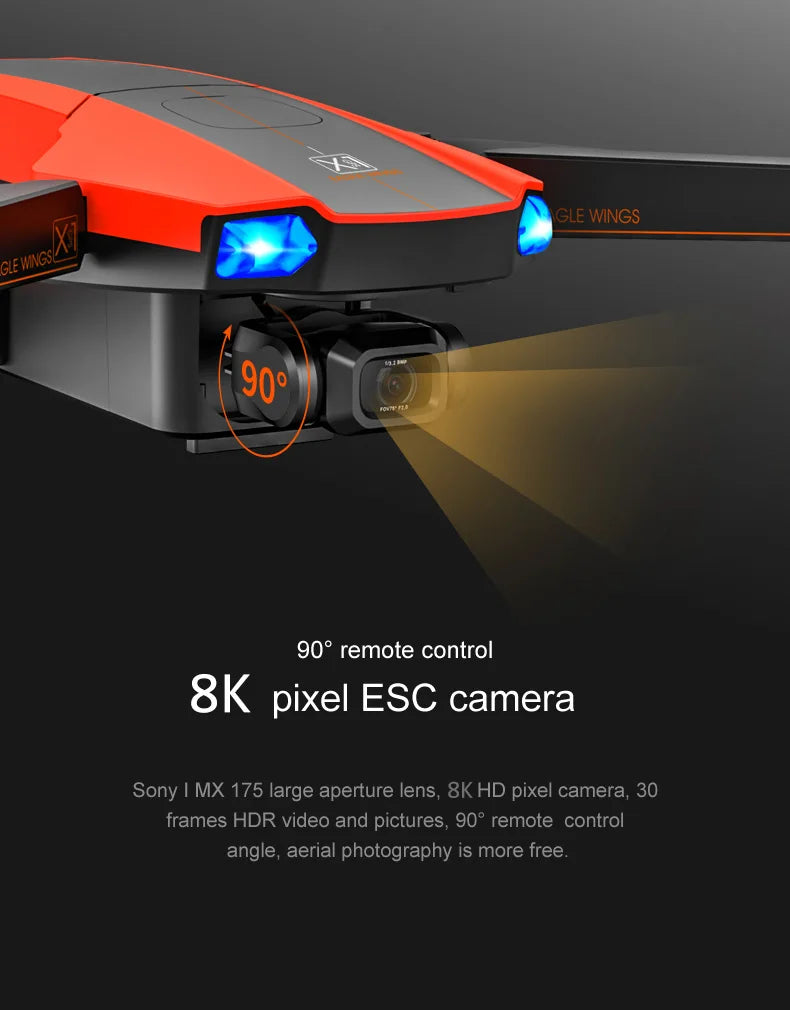 MS-712 drone, GLE WINGS 909 90" remote control 8K pixel ESC camera 