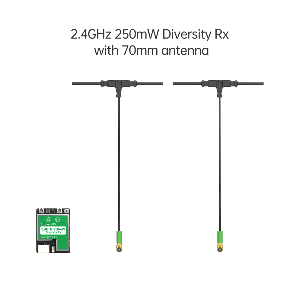 iFlight ExpressLRS ELRS Diversity Receiver, True diversity reception for reliable FPV transmission on 900MHz and 2.4GHz frequencies.