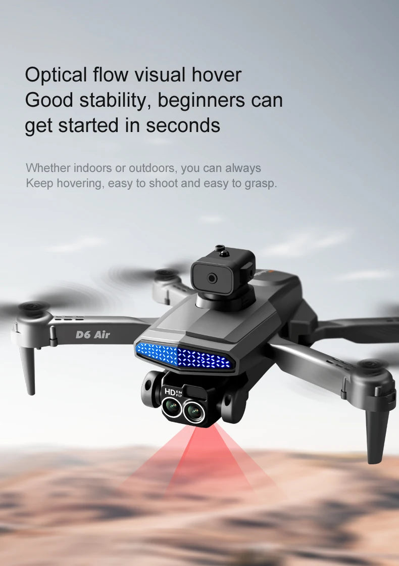 D6 Drone - 8K Professional Dual Camera, d6 drone, optical flow visual hover good stability, beginners can start in seconds .