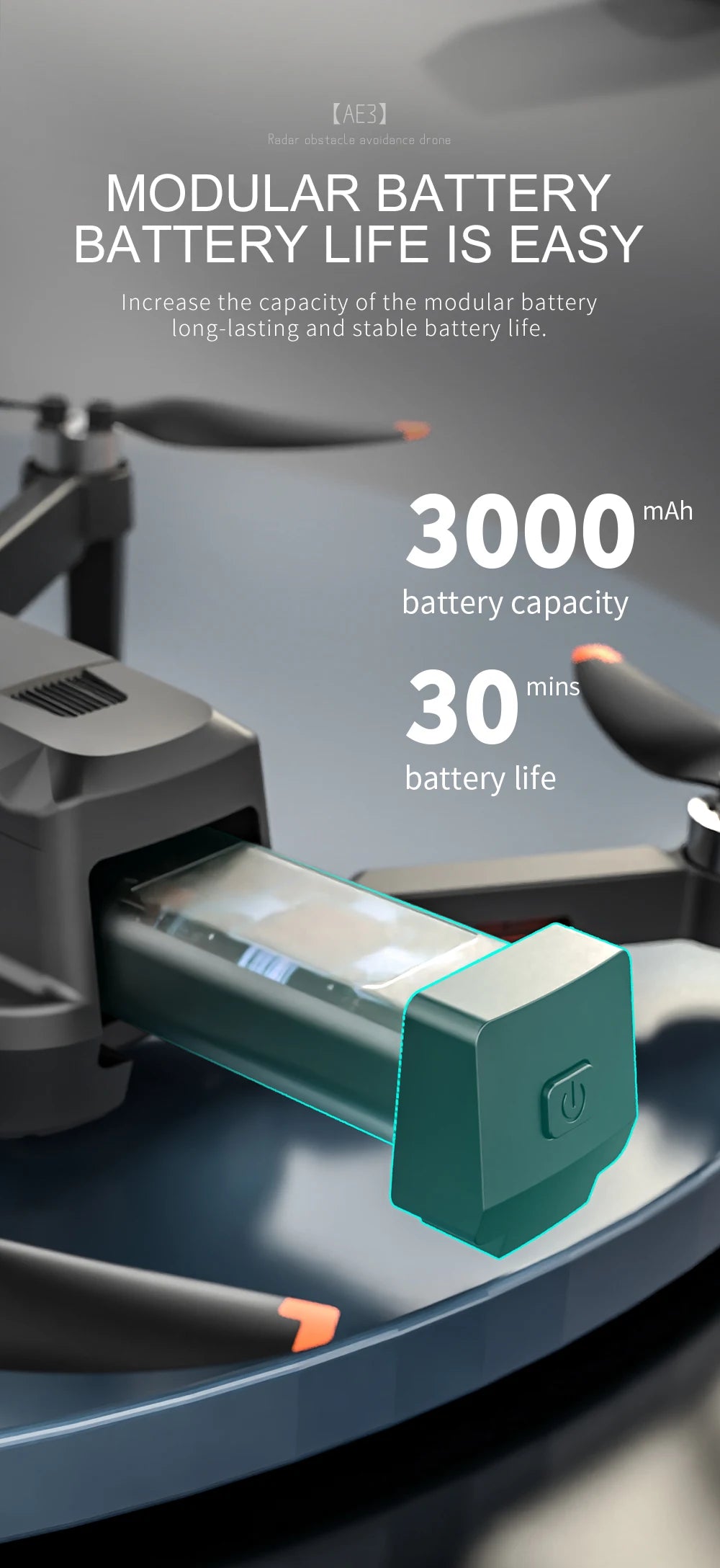 AE3 / AE3 PRO Max GPS Drone, mAh 3000 battery capacity mins 30 battery life is easy