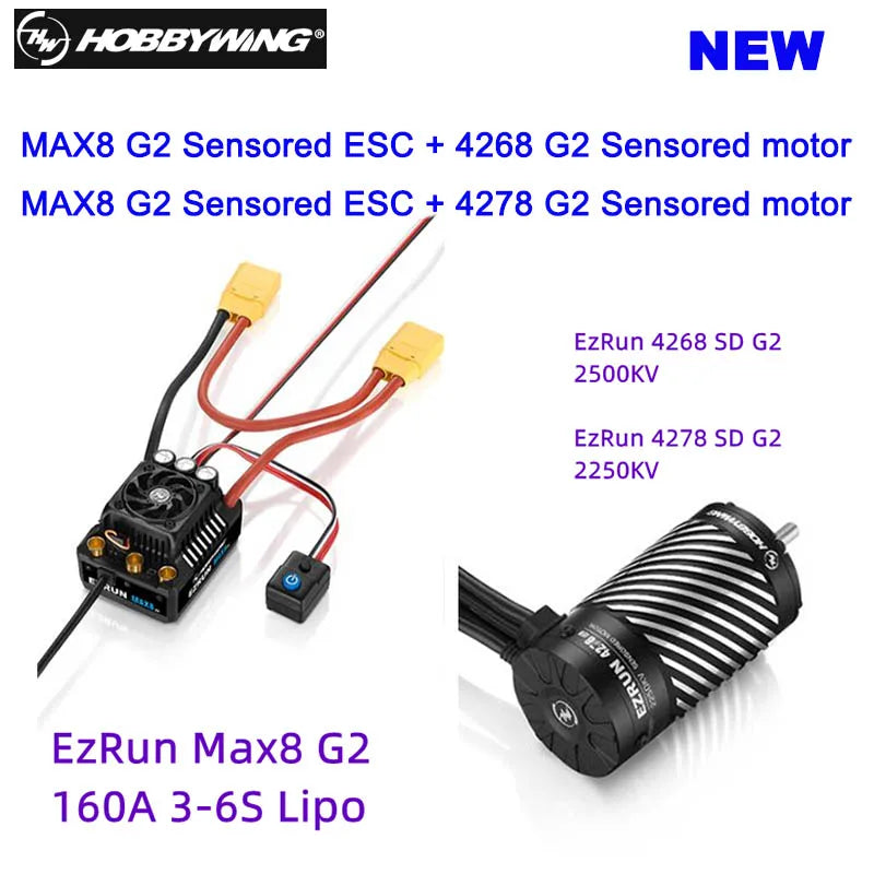 HOBBYWING EZRUN MAX8 G2, HOBBYWING NEW MAX8 G2 Sensored ESC + 42