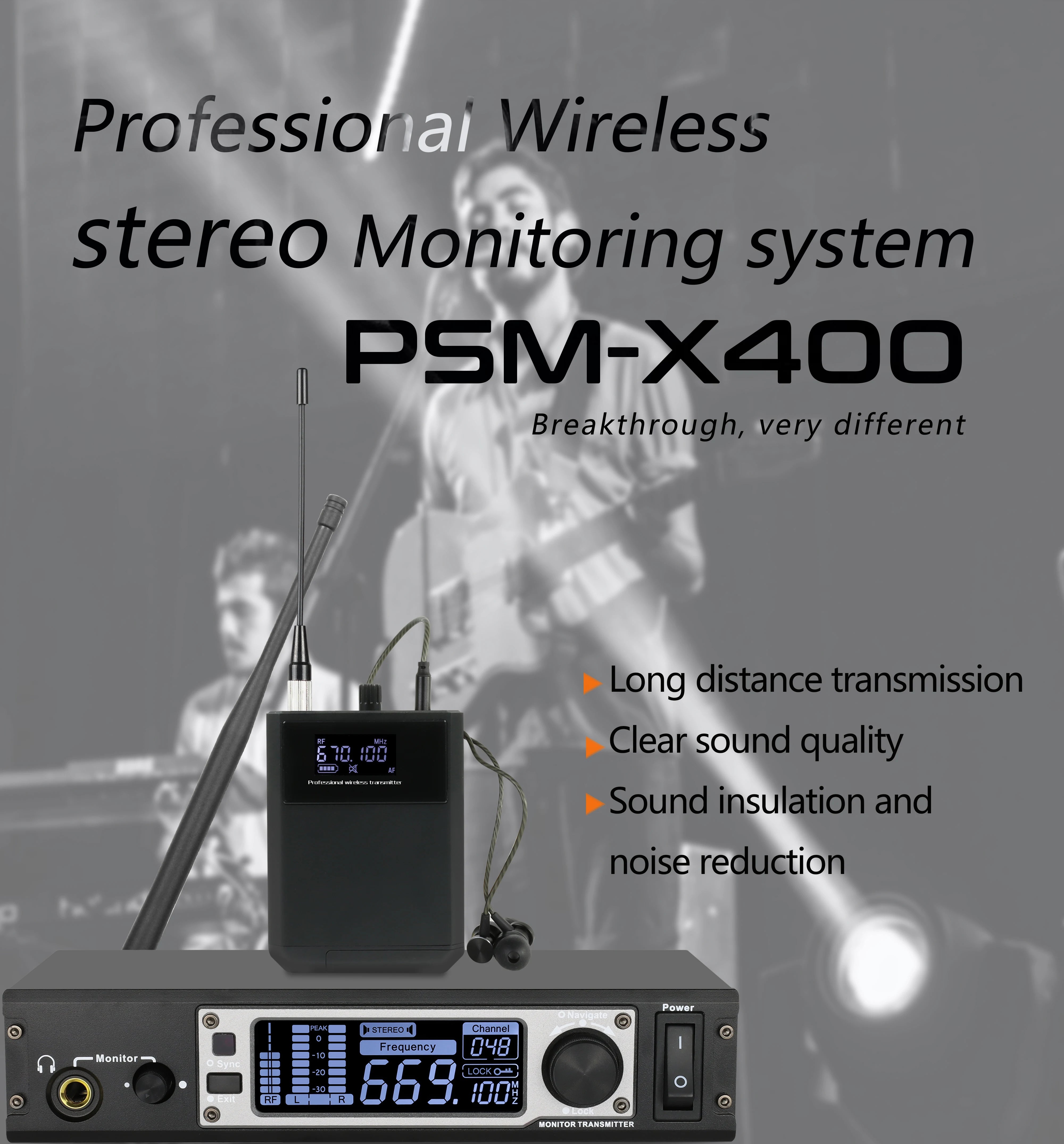HONGUAN Stereo PSM-X400, Professionai Wireless stereo Monitoring system PSM-X4O0 Breakthrough, very