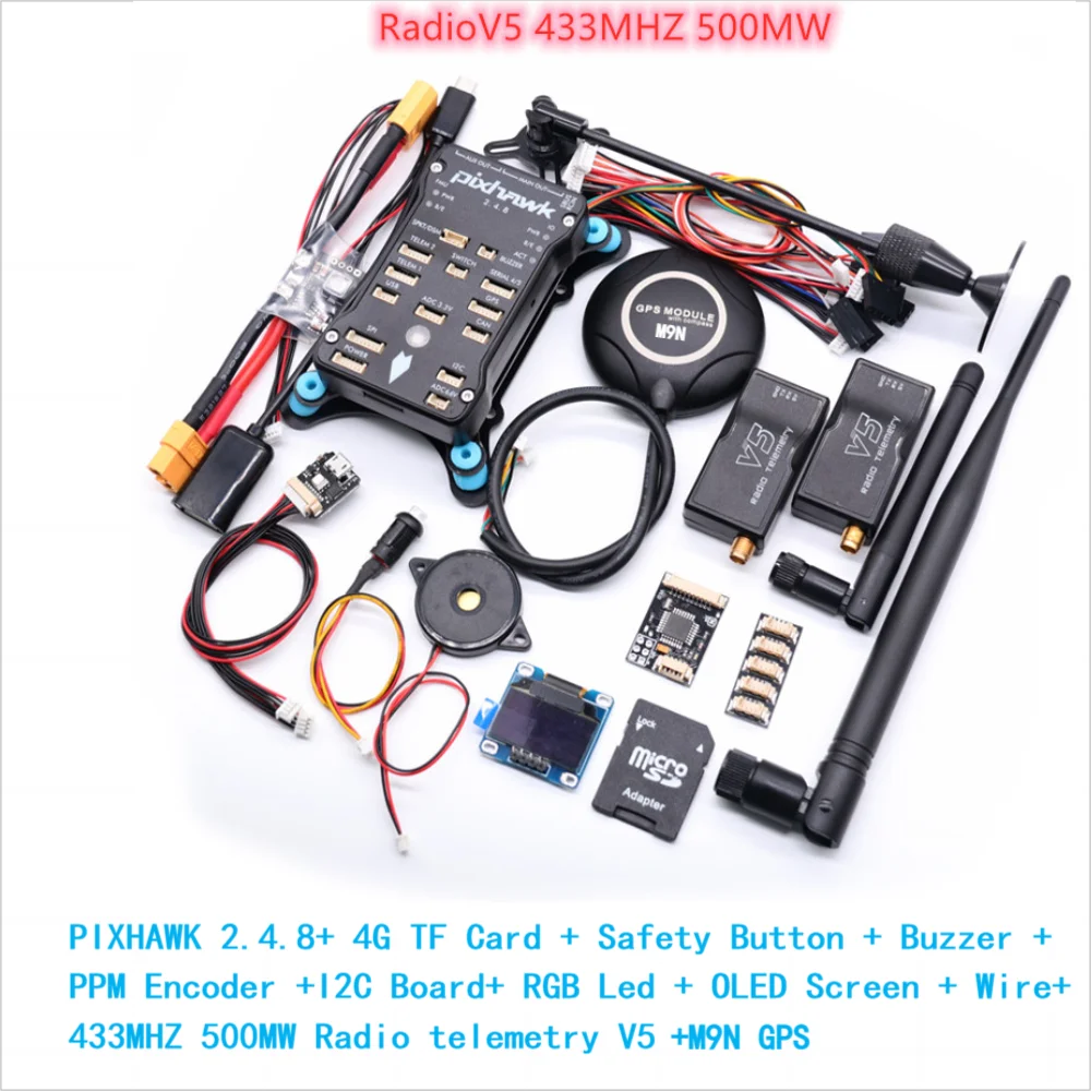 Pixhawk PX4 With M9N GPS - PIX 2.4.8 32 Bit Flight Controller With Autopilot  Safety Switch Buzzer PPM I2C RC Quadcopter Ardupilot