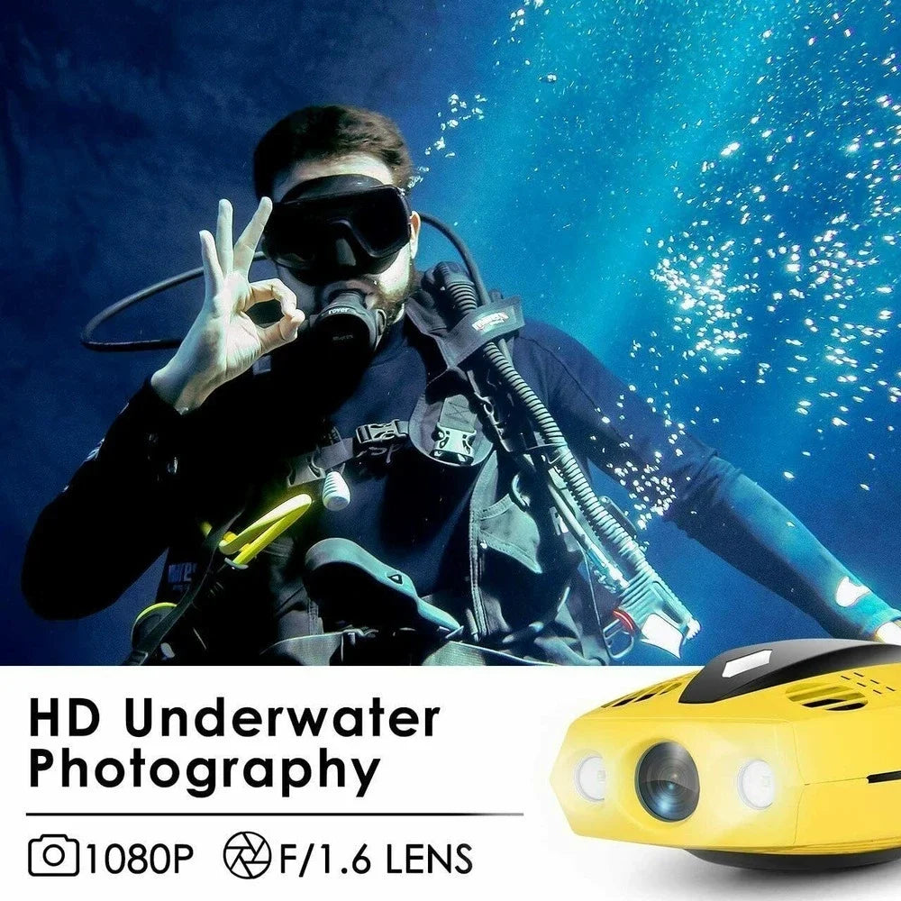 HD 1080P underwater camera, f/1.6 lens, waterproof RC boat with GPS and tilt-lock for stable, high-quality aquatic imaging.