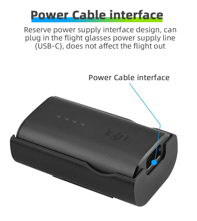 Avata Goggles 2 Eye Mask, Power Cable interface Reserve power supply interface design, can plug in the flight glasses power supply line (