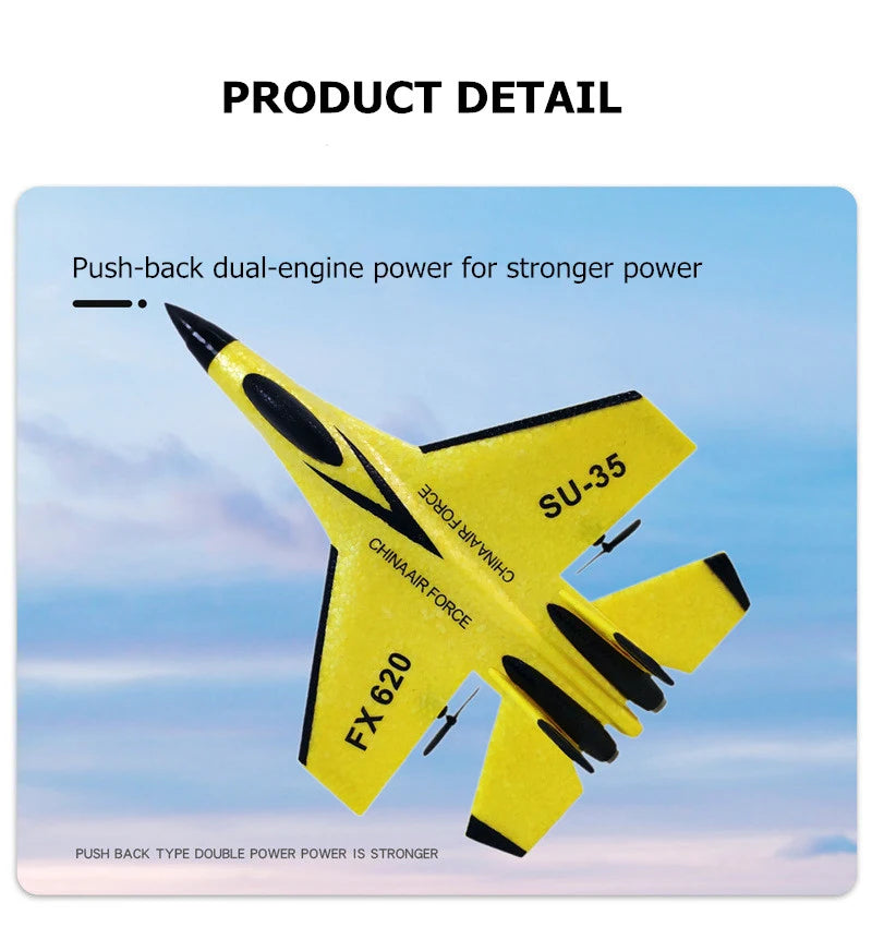 RC Foam Aircraft SU-35 Plane, PUSH BACK TYPE DOUBLE POWER POWER IS STRONGER