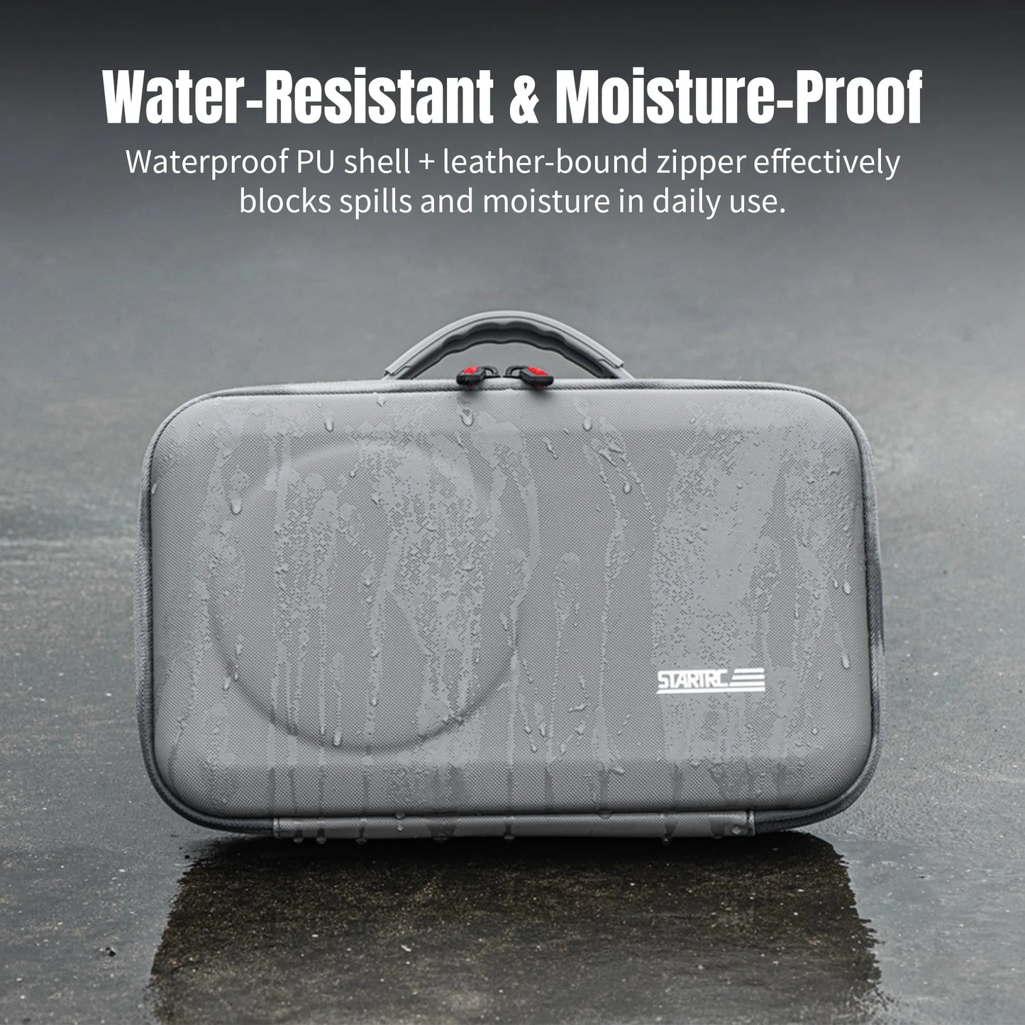 STARTRC Camera Shoulder Bag, Water-resistant PU case with leather-bound zipper, gray, STARTRC brand.