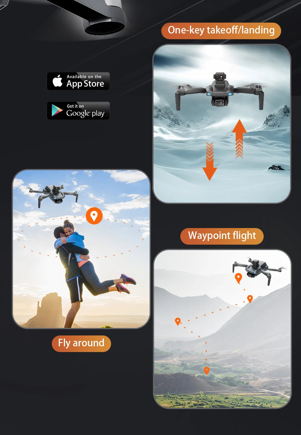G108 Pro MAx Drone, Google play Waypoint flight around it available on the App Store Get Waypoint Flight around it on