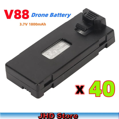 The V88 Drone Battery has a capacity of 3.7V and 1800mAh, suitable for powering drones.