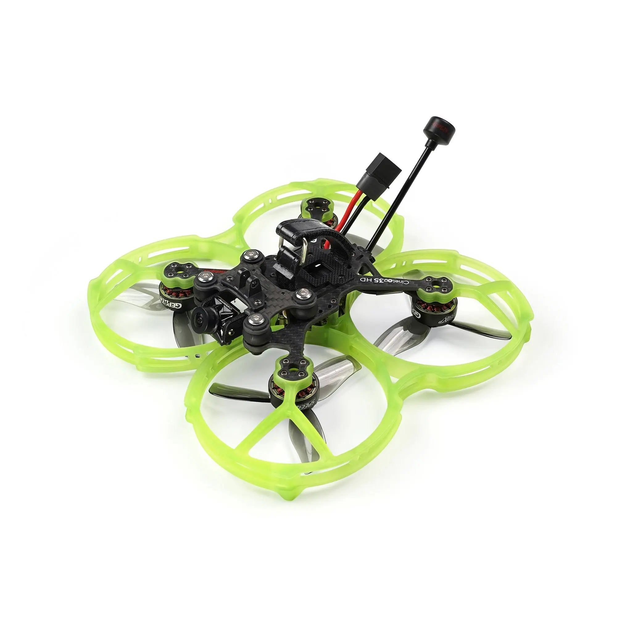 GEPRC CineLog35 FPV Drone, the integrated propeller guard design with high flight safety allows indoors and outdoors flight.
