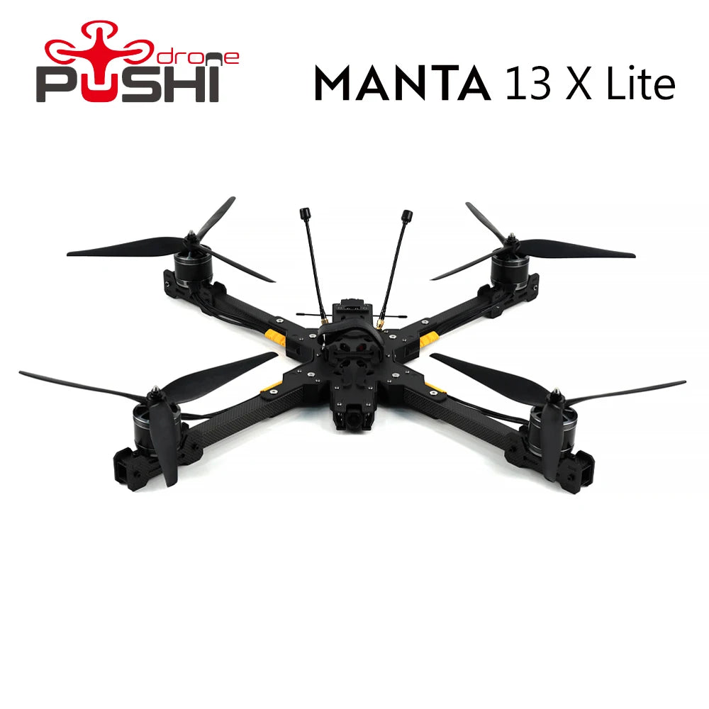 PUSHI Manta 13 X Lite 13 inch FPV BNF - 6KG Heavy Payload 10KM Long Range 6S F722 ESC Motor Link HD DJI O3 Camera RC Quadcopter