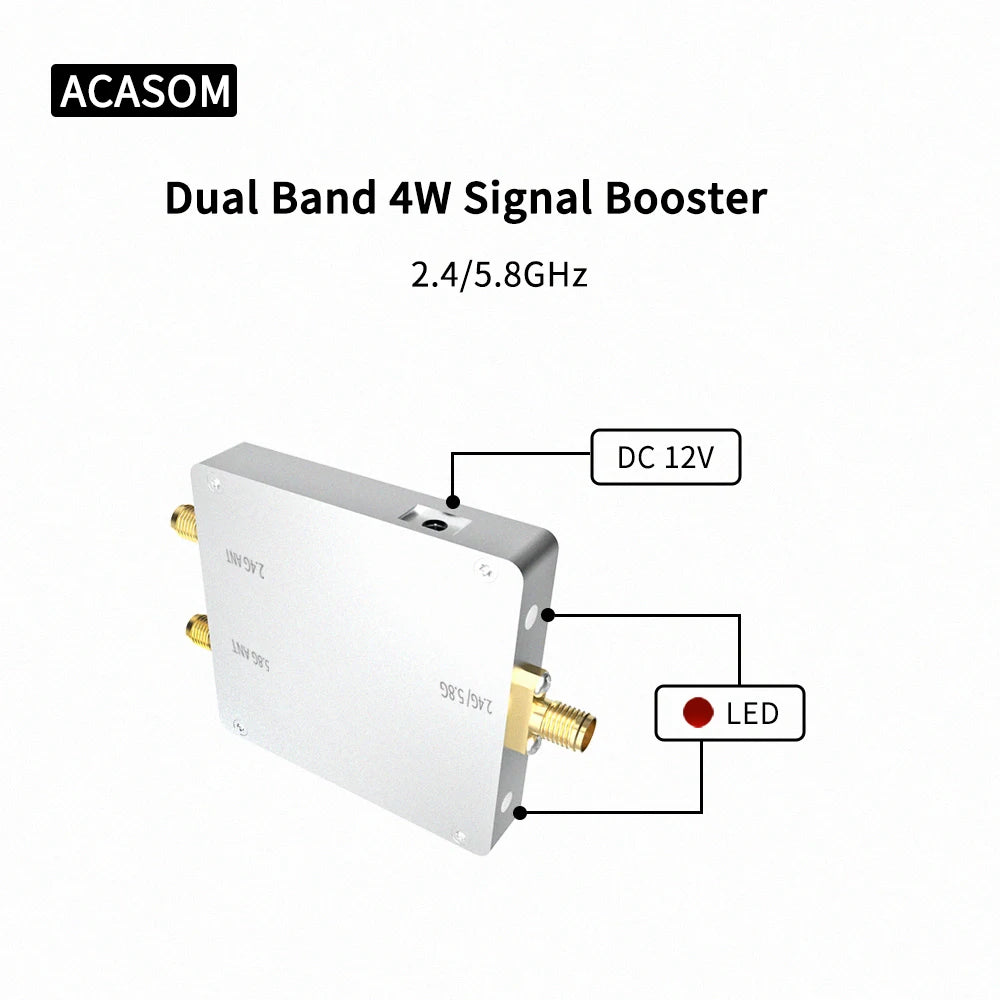 ACASOM Dual Band 4W Signal Booster 2.4/5.8GHz DC 12