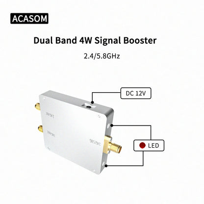 ACASOM Dual Band 4W Signal Booster 2.4/5.8GHz DC 12