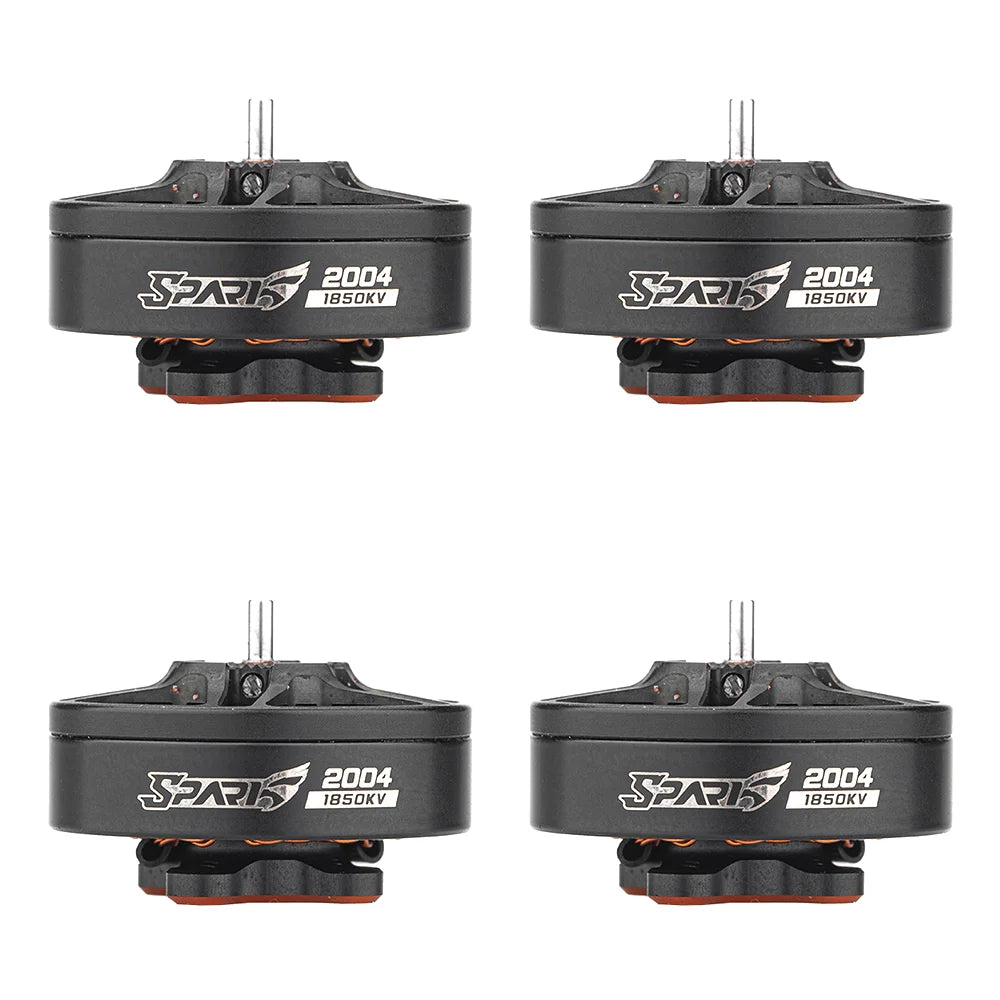 VCI SPARK 2004 3000KV 3-4S Brushless Motor, VCI SPARK 2004 3000KV brushless motor for 3.5-inch FPV racing drones, black with orange accents.