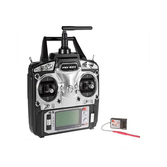 Flysky FS-T6 6CH 2.4G LCD Transmitter - With R6B Receiver Digital Radio System for RC Helicopter Quadcopter Glider Airplane Toy