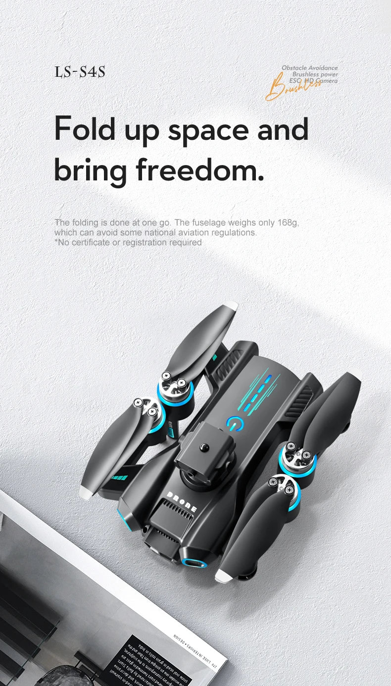 S4S Drone, the fuselage weighs only 168g, which can avoid some national aviation regulations .