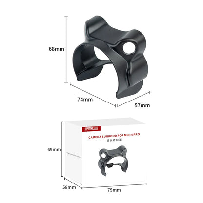 STARTRC lens hood for Mini 4 Pro, sized 74x68x57mm, made of lightweight ABS material, weighs only 8g, designed to reduce glare and protect the camera lens.