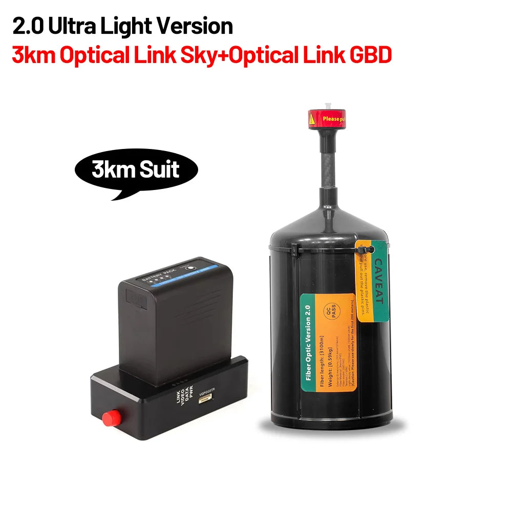 FPV Optical Fiber Image Data Relay Extender Module 0.26mm, 3–20KM Reel, Anti‑Interference SKY End