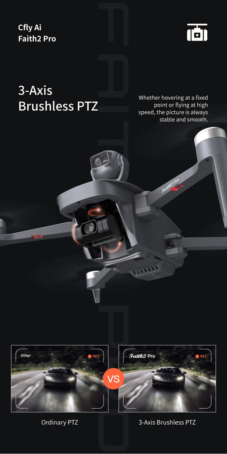 CFLY Faith 2pro Drone, REC Jaith2 Pro REC VS Ordinary Brushless PTZ nd