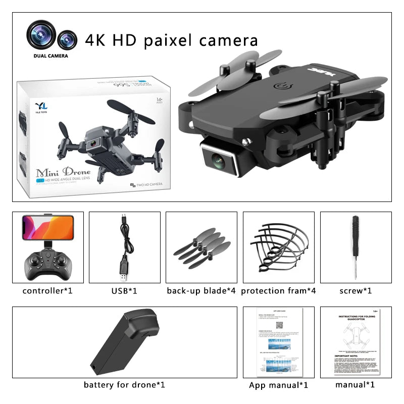 S66 Drone, 4k hd paixel camera dual camera mini orone