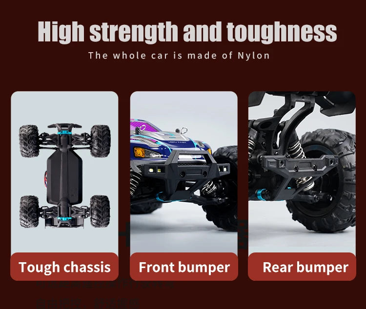 Rc Car, high strength and toughness The whole car is made of Nylon Tough chassis Front bumper Re