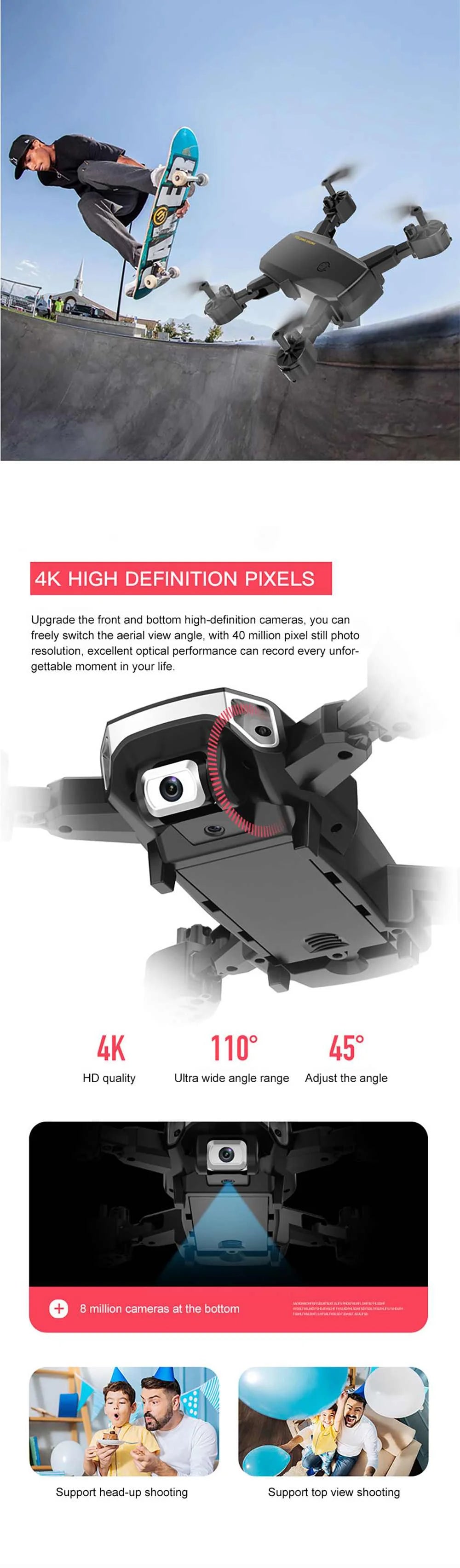 Eachine S60 Mini Drone, 4k high definition pixels upgrade the front bottom high-definition