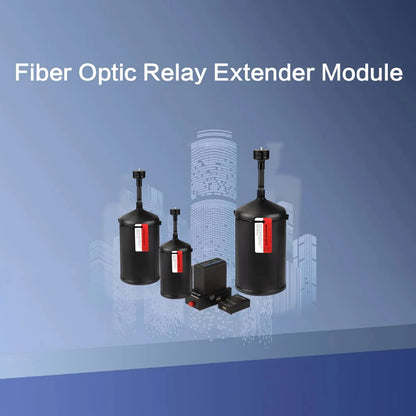FPV fiber optic module relay extender for RC drones with anti-interference options for distances up to 10 kilometers.