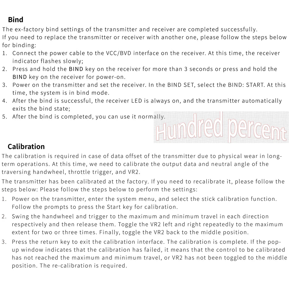 FLYSKY FS-G7P R7P, bind The ex-factory bind settings of the transmitter and receiver are completed successfully