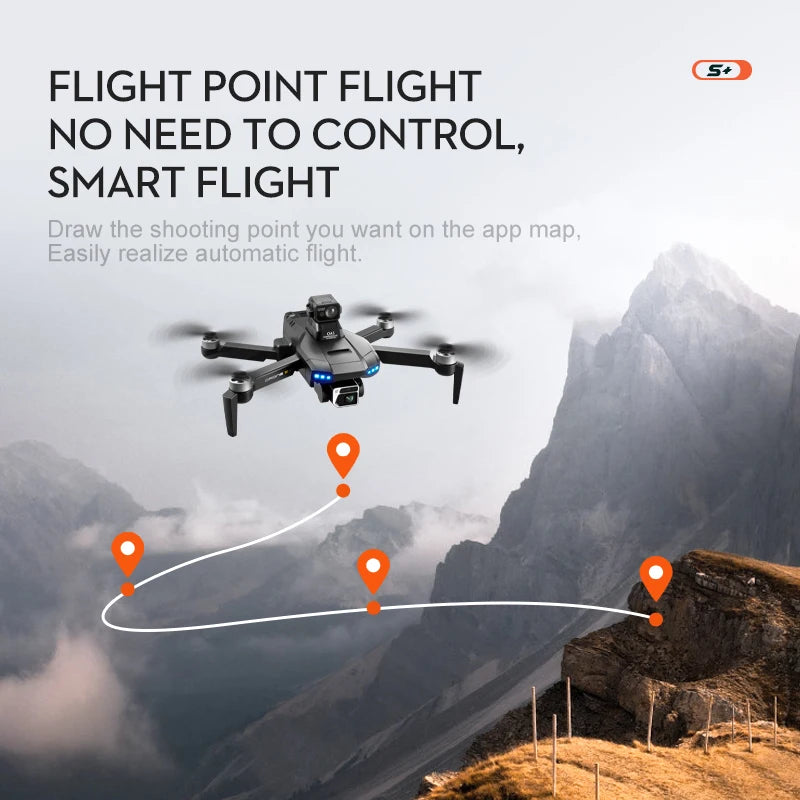 S+ GPS Drone - 6K HD Dual HD Camera Laser Obstacle Avoidance Aerial Photography Brushless Motor Foldable Drone Quadcopter RC Distance 1200M Professional Camera Drone 24 S+ GPS Drone, SMART FLIGHT Draw the shooting point want on the app map . Easily realize