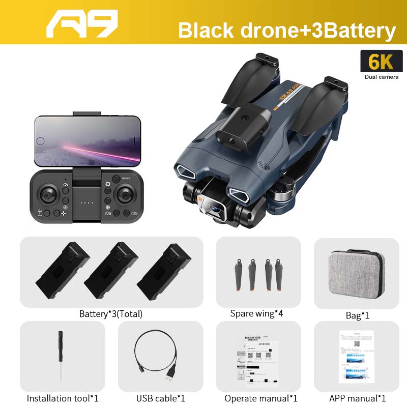 A9 PRO Drone, 3(Total) Spare wing* 4 Bag"1