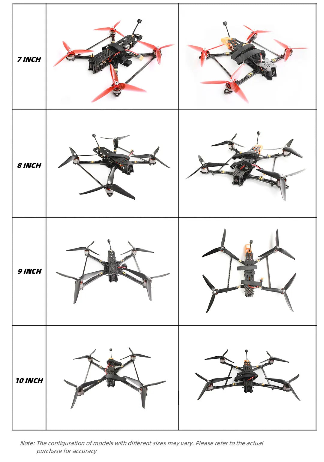 EMAX Hawk 7/8/9/10 Inch FPV, The EMAX Hawk Freestyle Racing Drone comes in various sizes, including 7-10 inches, with configurations varying by model size.