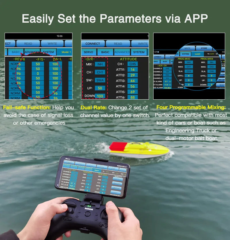 Radiolink T8S, Easily Set the Parameters via APP ALes ECT READ WR