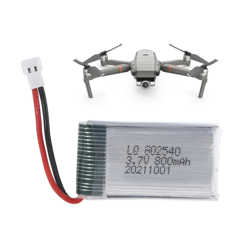 3.7V 800mAh 802540 Drone Battery, RCDrone 3.7V 800mAh drone battery features a rechargeable lithium polymer material, ensuring long lifespan and durability.