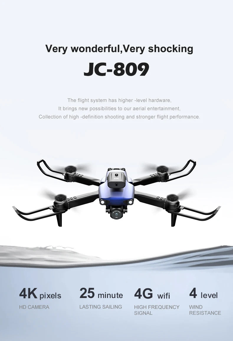 Novo 809 Drone - 4K HD camera WIFI FPV optical flow 360 degree obstacle avoidance foldable four axis RC helicopter toy 31 Novo 809 Drone, jc-809 the flight system has higher -level hardware